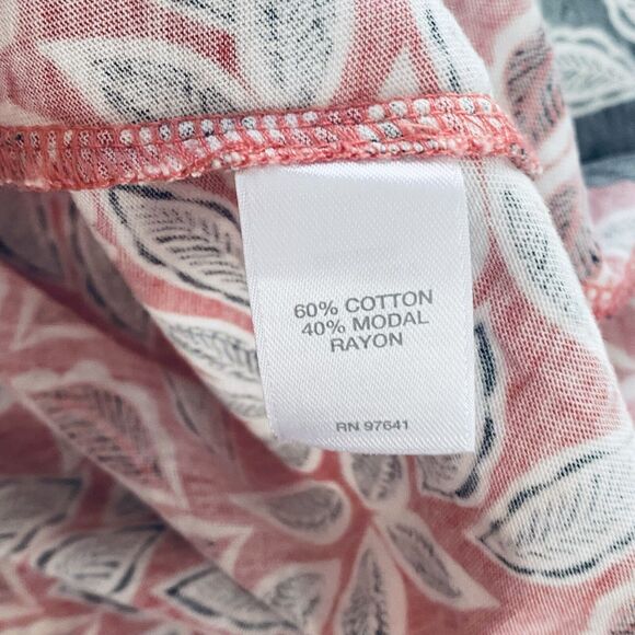 J. Jill Top Size Medium Petite Red Black Leaf Pattern Tunic Lagenlook Colorful - Picture 6 of 7